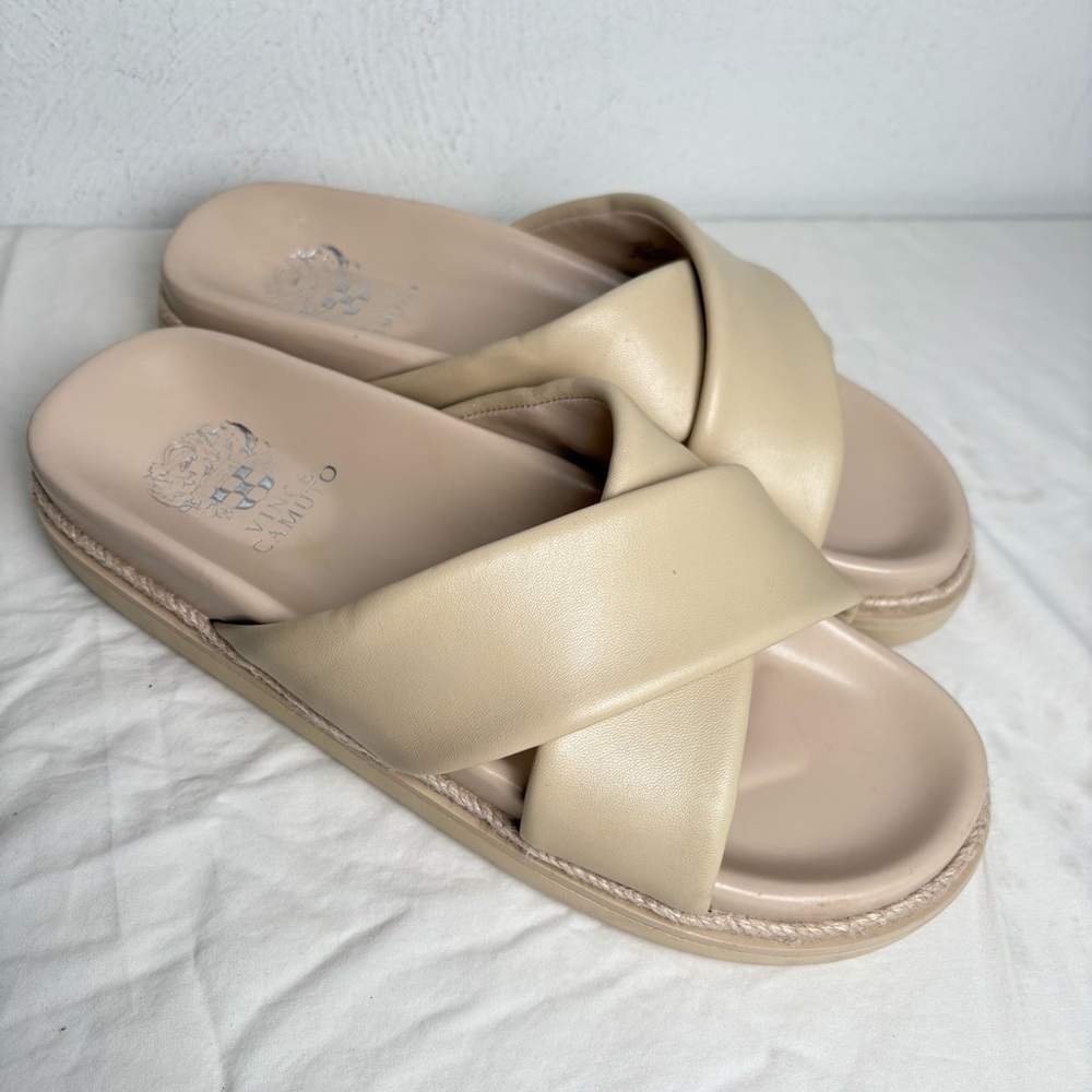Vince Camuto Cresila Leather Light Platform Sandal Ivory Size 9 - Picture 1 of 12